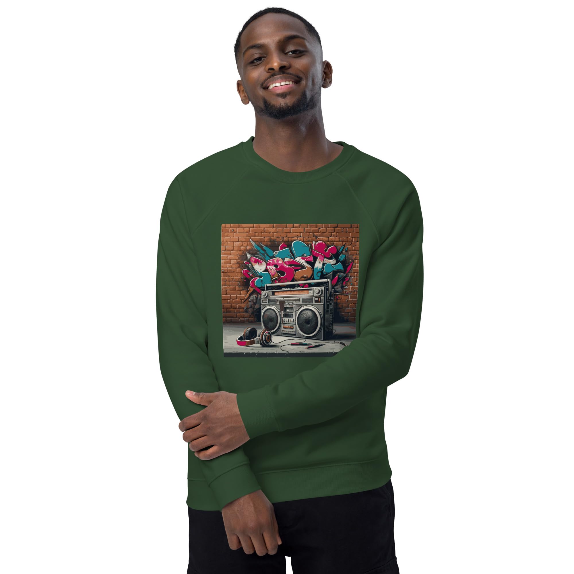 Sweat-shirt raglan bio unisexe vert bouteille taille XL - 5