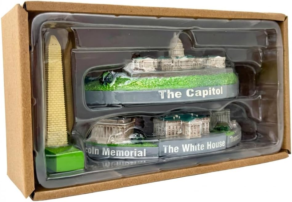 City-Souvenirs Washington DC Landmark Statue Skyline 6 Inches Capitol White House Washington Monument Lincoln and Jefferson Memorial