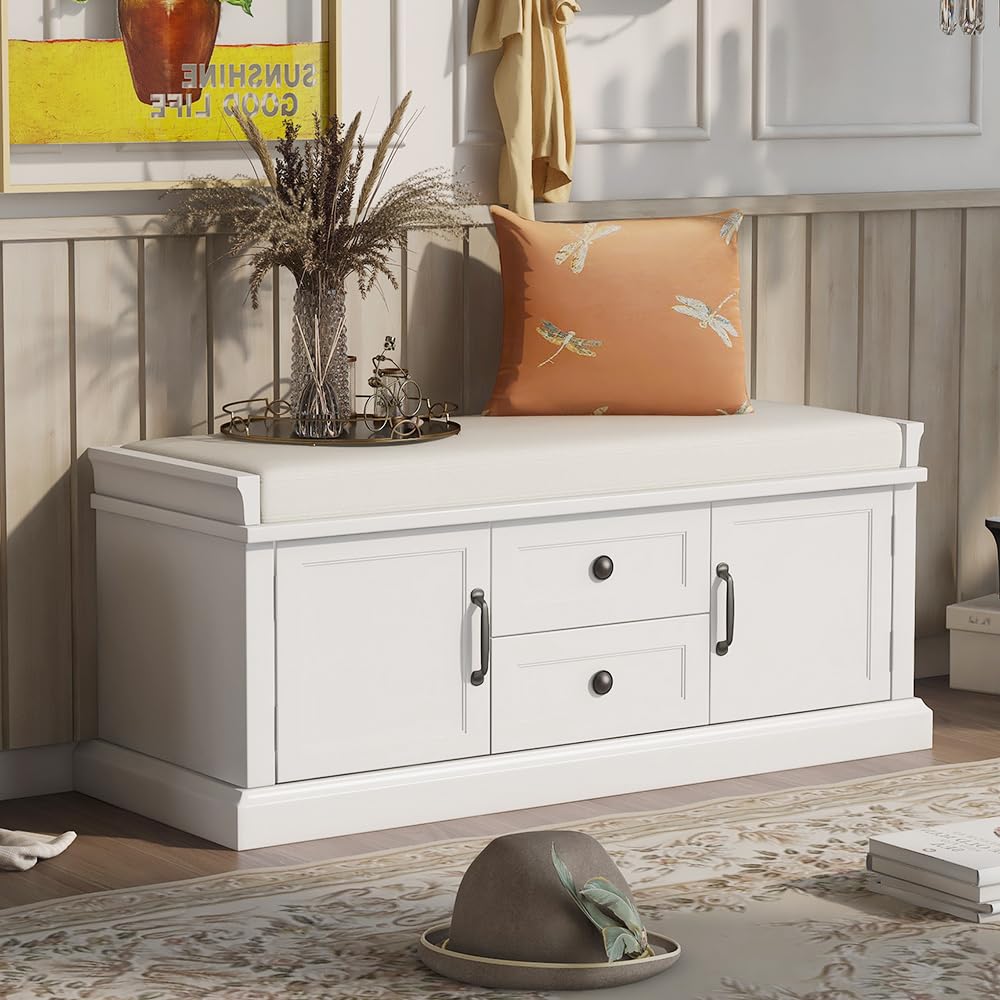 Amazon.com: Kennkari Storage Bench with Drawers and 2 Cabinets 
