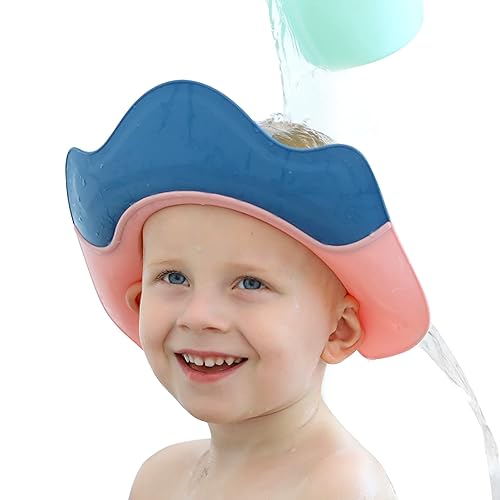 youocomu Gorro de ducha para bebé gorro de baño para niños pequeños gorra de champú ajustable protege los ojos de los bebés las orejas Azul
