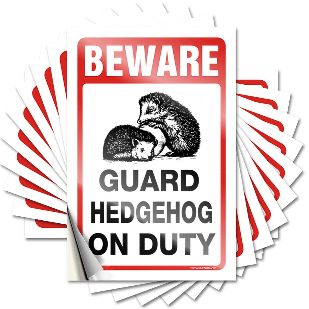 Saying Funny Patio Decor Custom Stickers, Window Waterproof Beware! Guard Hedgehog On Duty for Hydro Flask | Personalized Vinyl Decals for Sand Holiday Gift(8X12CM)