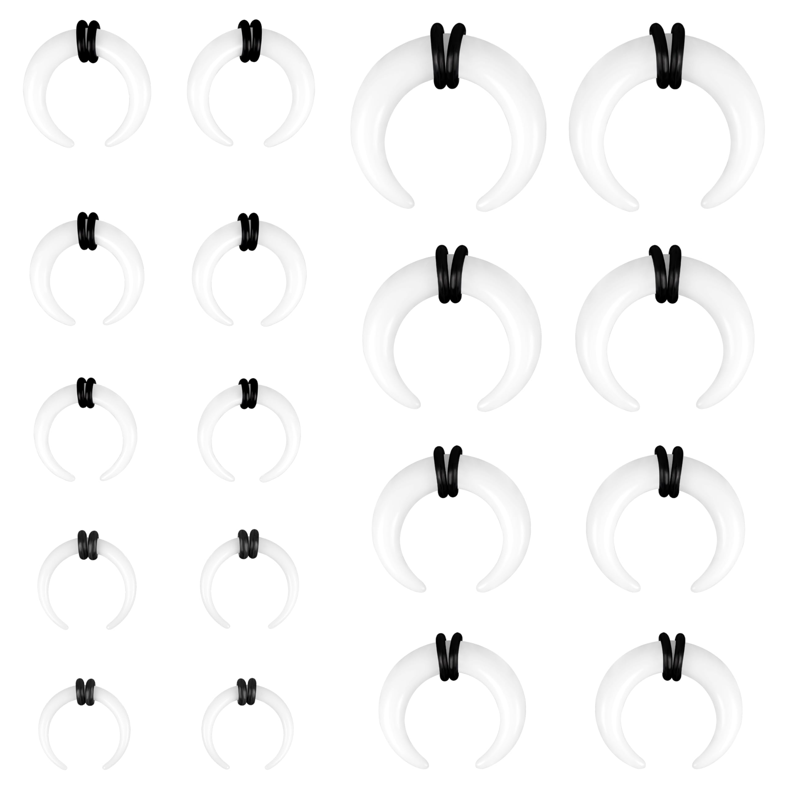 Taper A Mezzaluna 7mm (1ga) In Acciaio Chirurgico – Pincher Curvo Conico Per Orecchie – Gothic Twilight