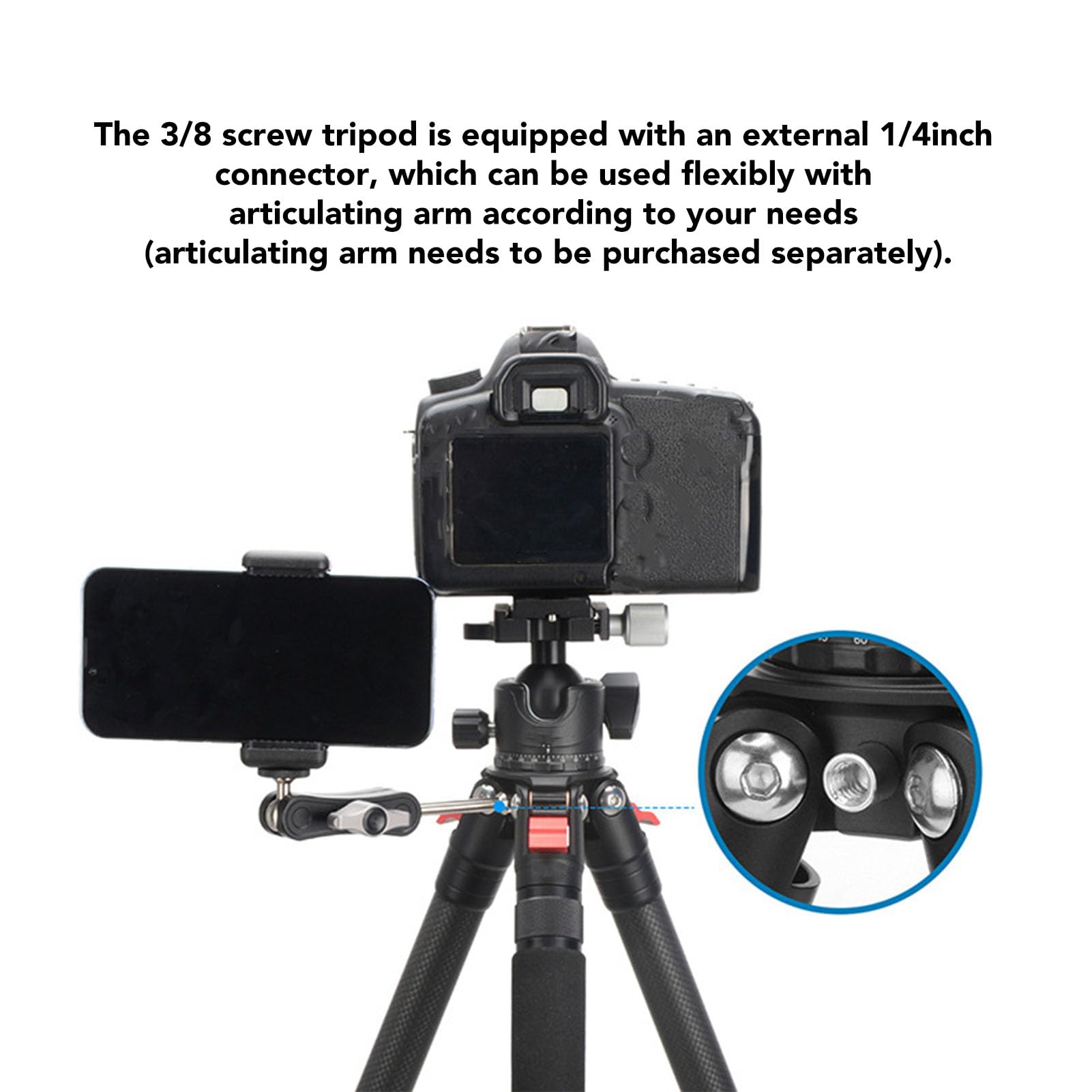 Statyw do Aparatu, 1335 Mm Obciążenie do 8 Kg Wysuwany Statyw do Aparatu DSLR ze Stopu Aluminium z metalową głowicą kulową 35 Mm do Vlogowania zdjęć Wideo