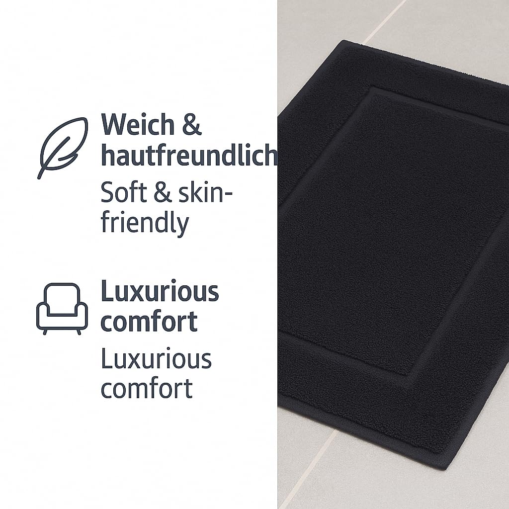 Scendibagno Betz Deluxe In Puro Cotone - 50x70 Cm, 680 G/m², Qualità Extra Spessa, Colore Nero, Lavabile A 60° - 6
