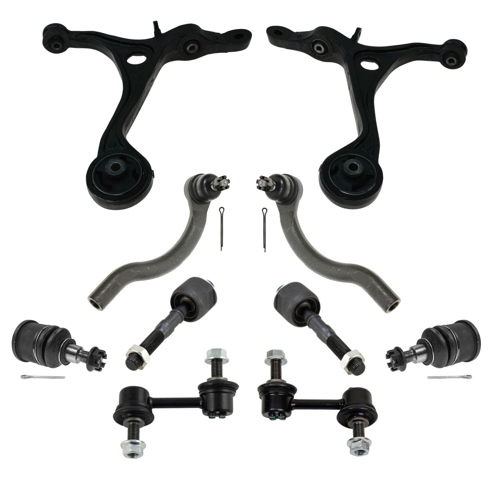 TRQ Front Steering & Suspension Kit Ball Joint Control Arm Sway Bar Stabilizer Link Tie Rod Compatible with 2003-2007 Honda Accord
