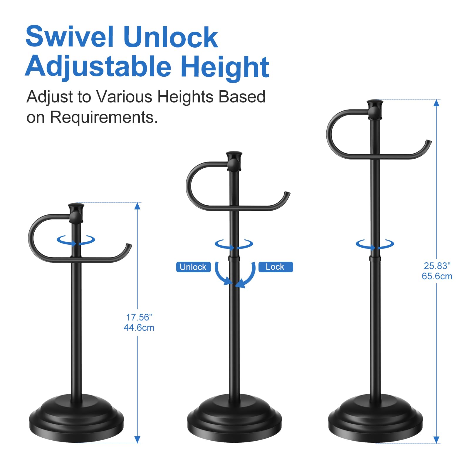 RUMOSE Toilet Paper Holder Stand for Floor Free Standing, Black — Amazon image 2