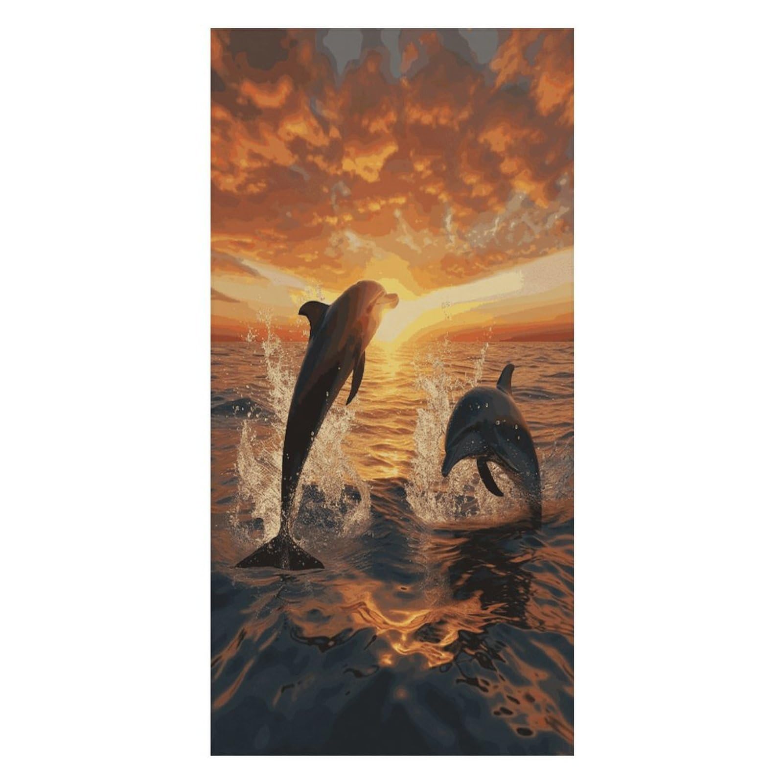 JTREHY Dolphins Jumping Out of The Water at Sunset Beach Towel Extremely Soft Oversized Towels Lightweight Sports Absorbent Bath Towel Suitable 160"x80" for Swimming Camping Beach