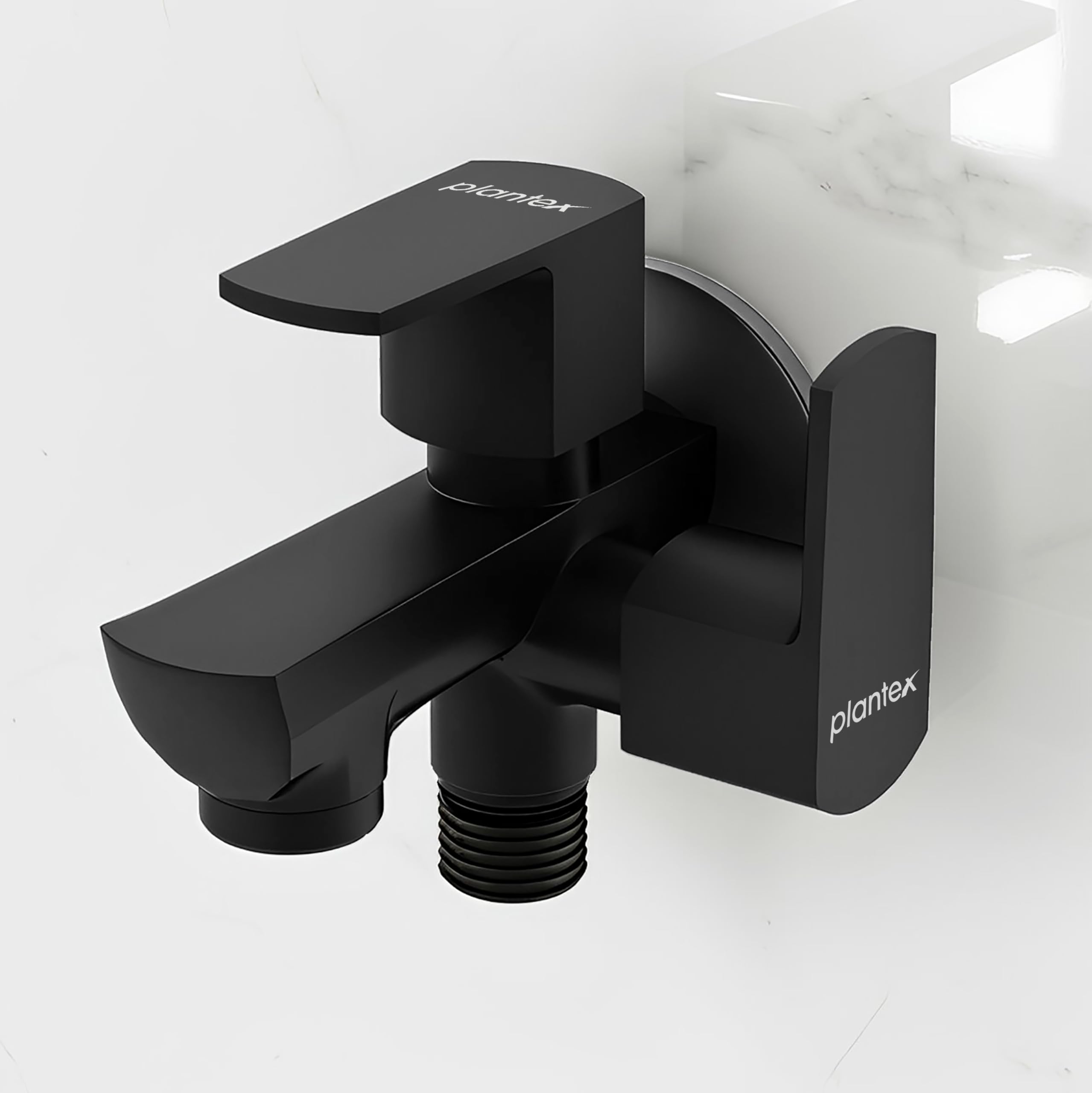Plantex Two Way Tap for Washing Machine/Quarter Turn 2 in 1 Bib Cock/Wash Basin tap with Teflon Tape and Wall Flange/2 Way Bathroom Tap with Brass Spindle -(Saga-Black)-image-41