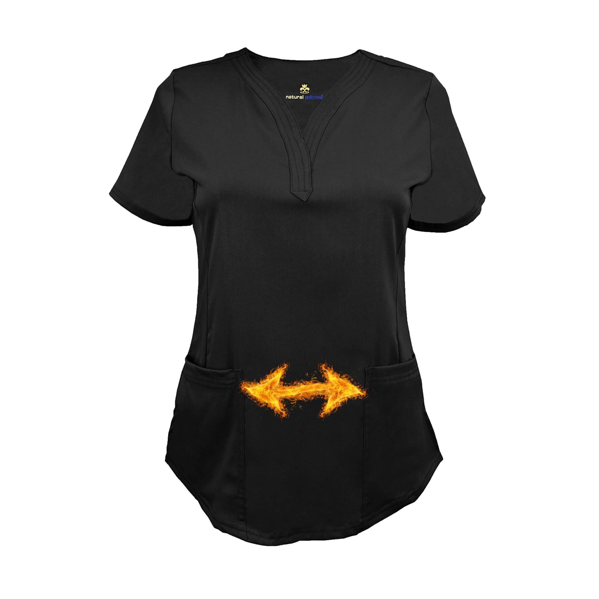 M&M SCRUBS Women's Soft Modern Fit Mock Wrap Scrub Top (Black, XX-Large)