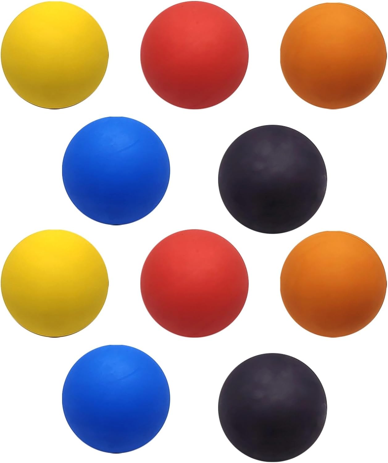 10 Squash Balls, High Bounce Rubber Training Balls in 5 Colors (2 Each), Hollow Core Practice Balls, 2.36-Inch Balls