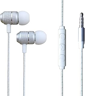 KP TECHNOLOGY Earphones for Samsung Galaxy A14 / Galaxy A13 / Galaxy A12 - Earphone Headphone Earbud Noise Isolating Headphones With 3.5mm Jack [Remote & Microphone] Stereo Sound (SILVER)