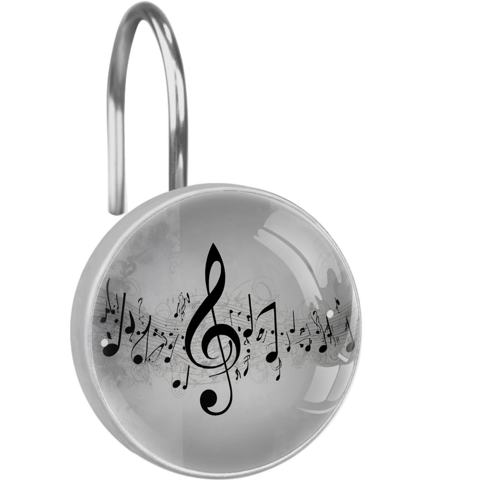 VAPOKF Decorative Shower Curtain Hooks, Musical Notation Rustproof Stainless Steel Shower Curtain Rings for Bathroom, Shower Curtain Hangers for Shower Rod, 12 Pack