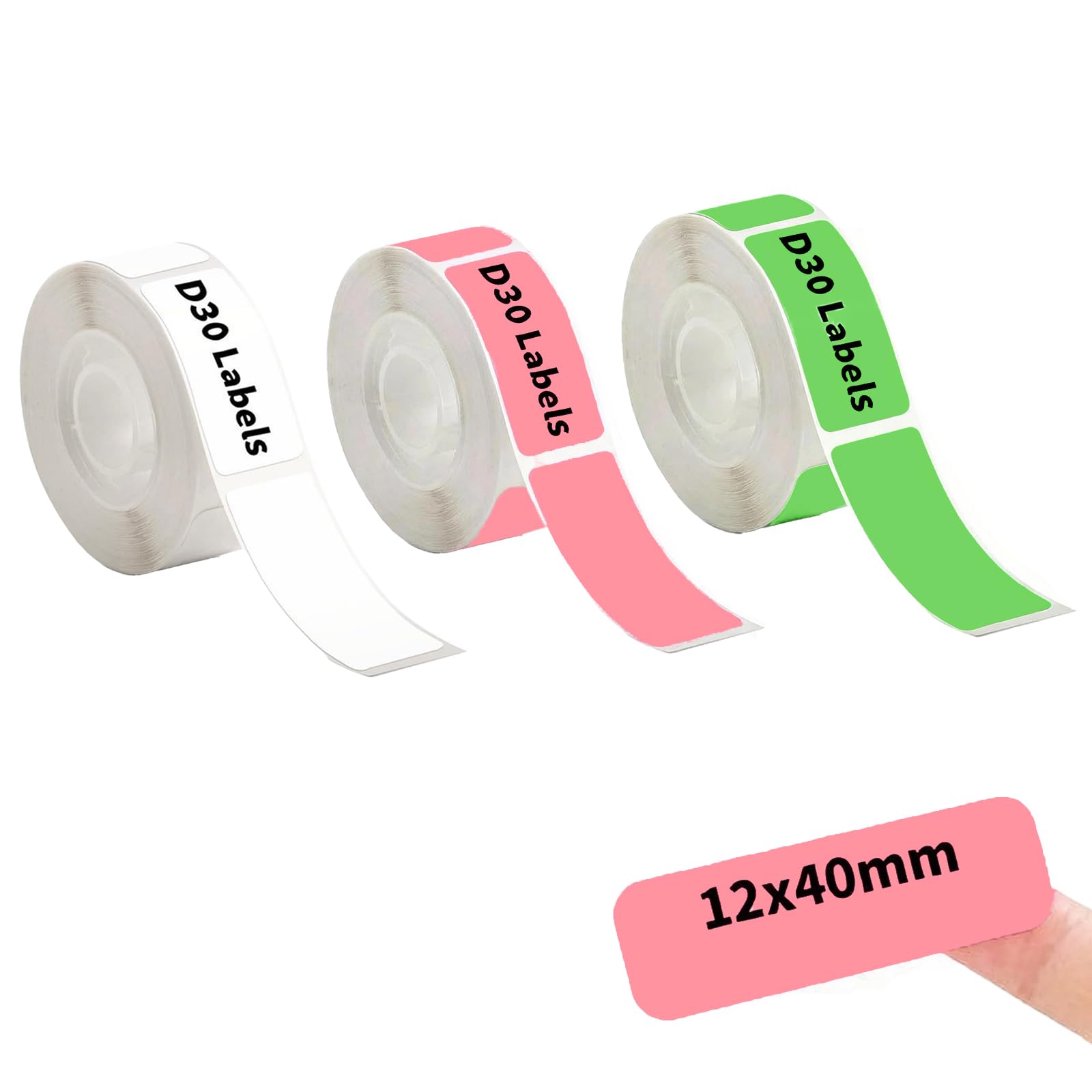 3-Pack Label Maker Tape, Waterproof Anti-Oil Adhesive Labels for Label Printer, 12 * 40MM, 160pcs/Roll, Thermal Label Print Paper Suitable for School/Home
