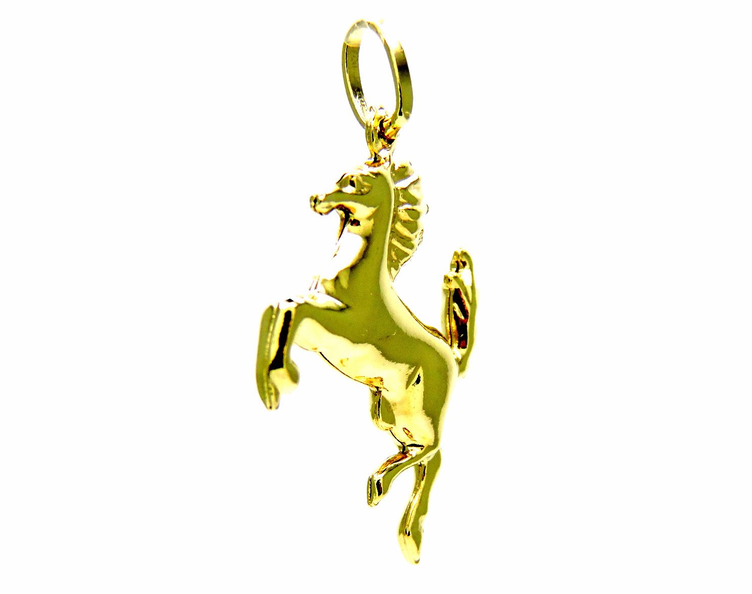 Ciondolo in Oro Giallo 18kt (750) Pendente Cavallo Cavallino Rampante Uomo Donna Bambini