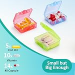 Fullicon Monthly Pill Organizer 1 Time a Day with 32 Compartments, 30 Day Pill Organizer with Labels, Portable Pill Box Pillulier Portatif 31 Jours for Vitamin, Fish Oil, Supplements (Black/Rainbow)