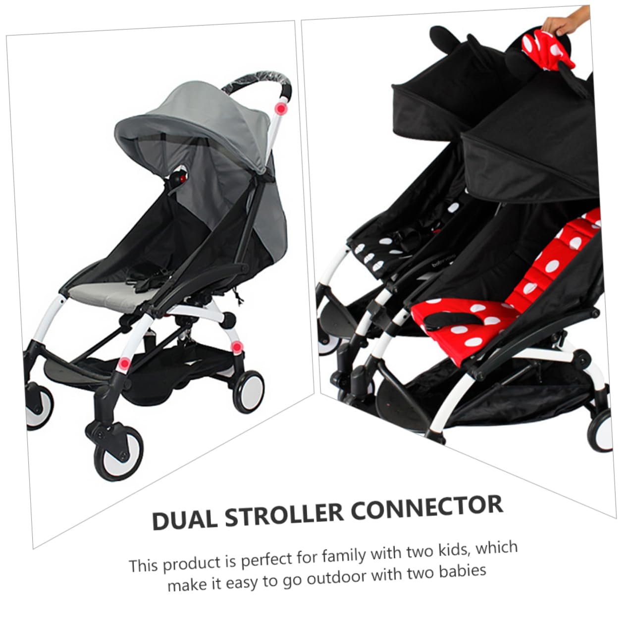 BESTonZON Connettori per Passeggino Doppio 3 Pz, Connettore per Passeggini Gemelli, Collegamento Regolabile per Passeggini Singoli
