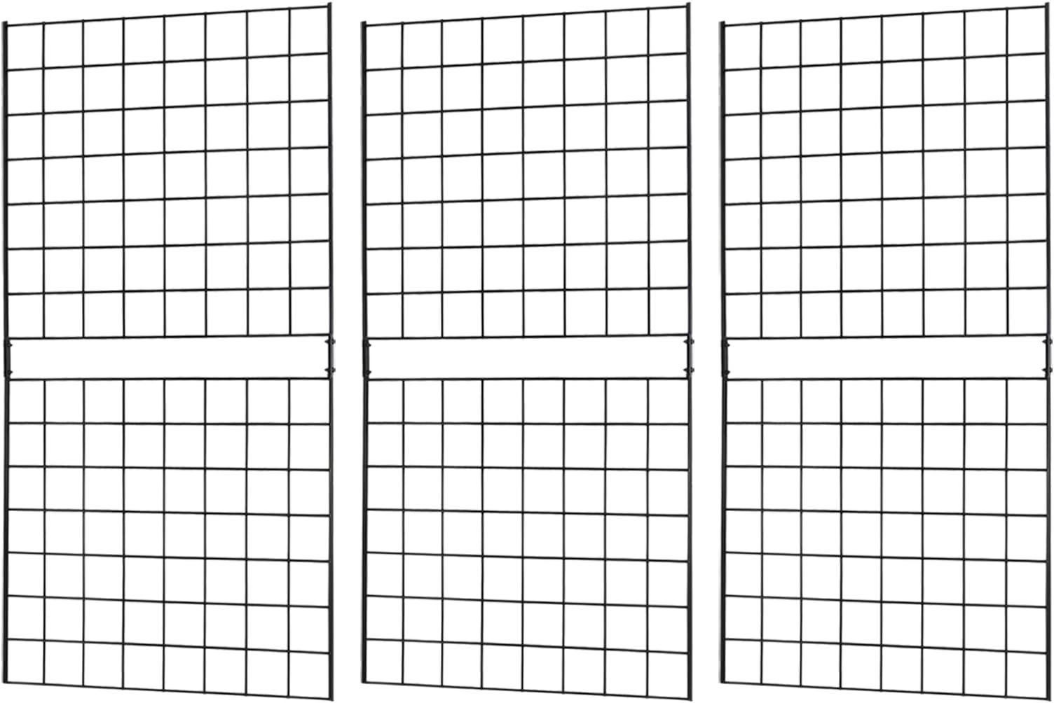 Grid Wall Commercial Grade Grid Panels Heavy Duty Panel for Retail Display 2' W x 4' H, Black (Pack of 3) Portable