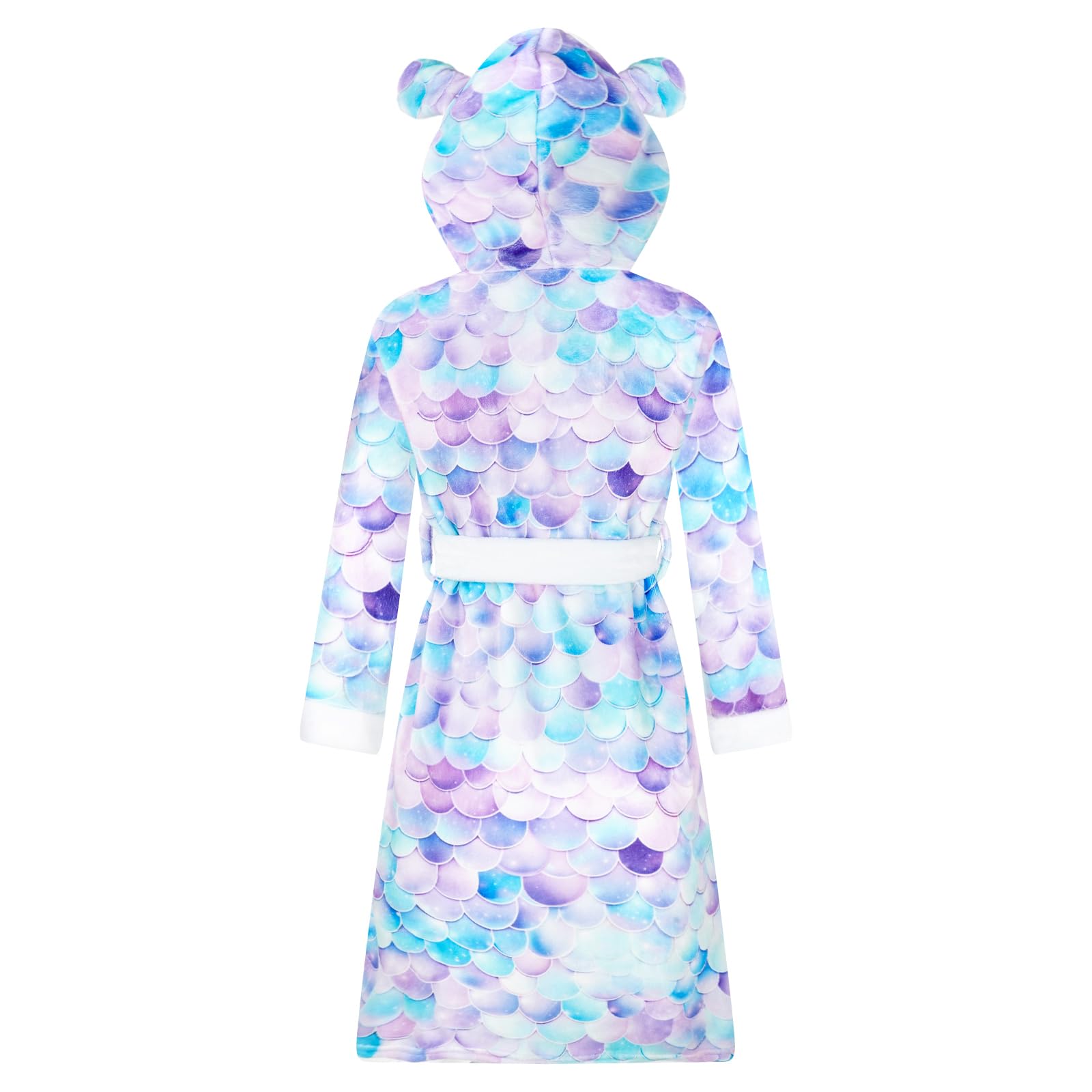 WYTbaby Szlafrok dziewczęcy szlafrok z kapturem dla dzieci miękki polar dziecięcy ręcznik szlafrok 3D wzór zwierzęcy dziewczęcy szlafrok wiek 4-14 lat