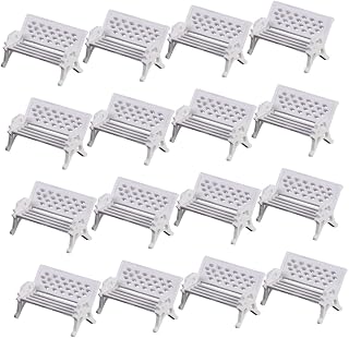STOBOK 16pcs Park Chair Decoration White Bench Miniatures Doll Accessories Craft Fairy Decoration Miniature Park Accessories Miniature Benches for Crafts Small Garden Benches Decor White