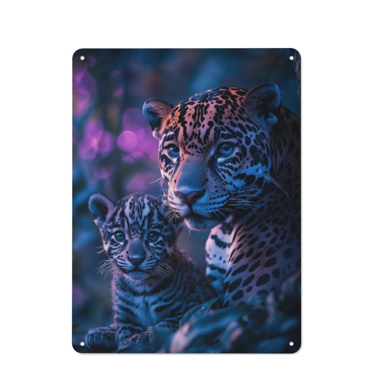 Junmoney Jaguar Mother And Cub Farmhouse Metal Sign With Design 40X30cm, Rustic Rustic Kitchen Decor For Dining Room, Cafe, Entryway Or Family Room