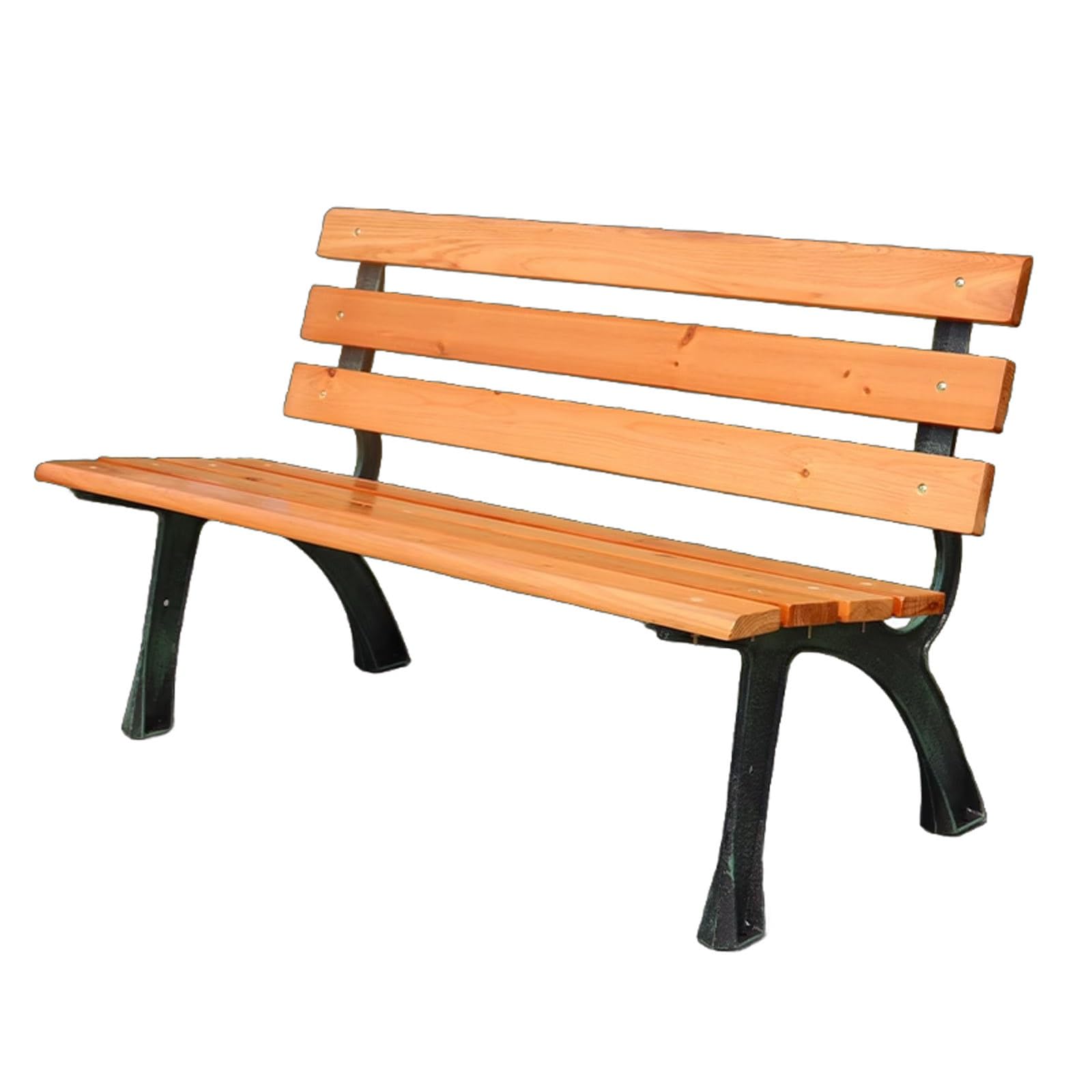 Banco de patio de gama alta en hierro fundido y madera maciza noble de 120 cm