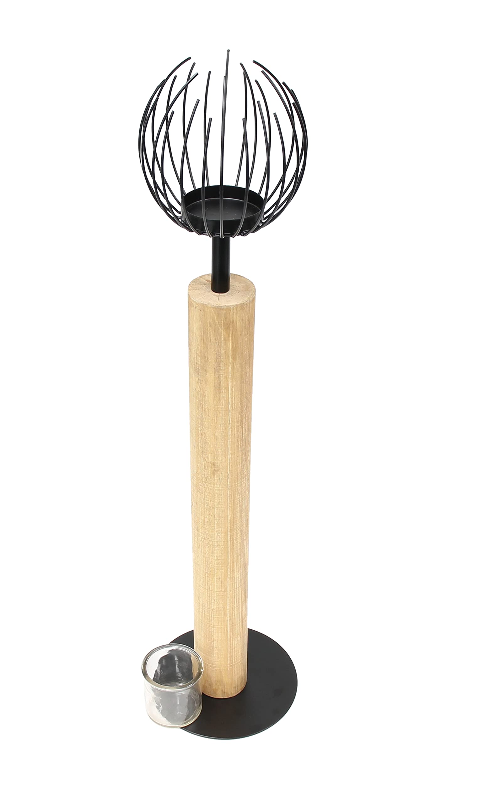 FRANK FLECHTWAREN Windlicht-Säule Blütenkorb, Ø 20 x 85 cm, Glaseinsatz Ø 7 x 8 cm, ohne Kerze Elegante Kerzenhalten, vielseitig einsetzbar