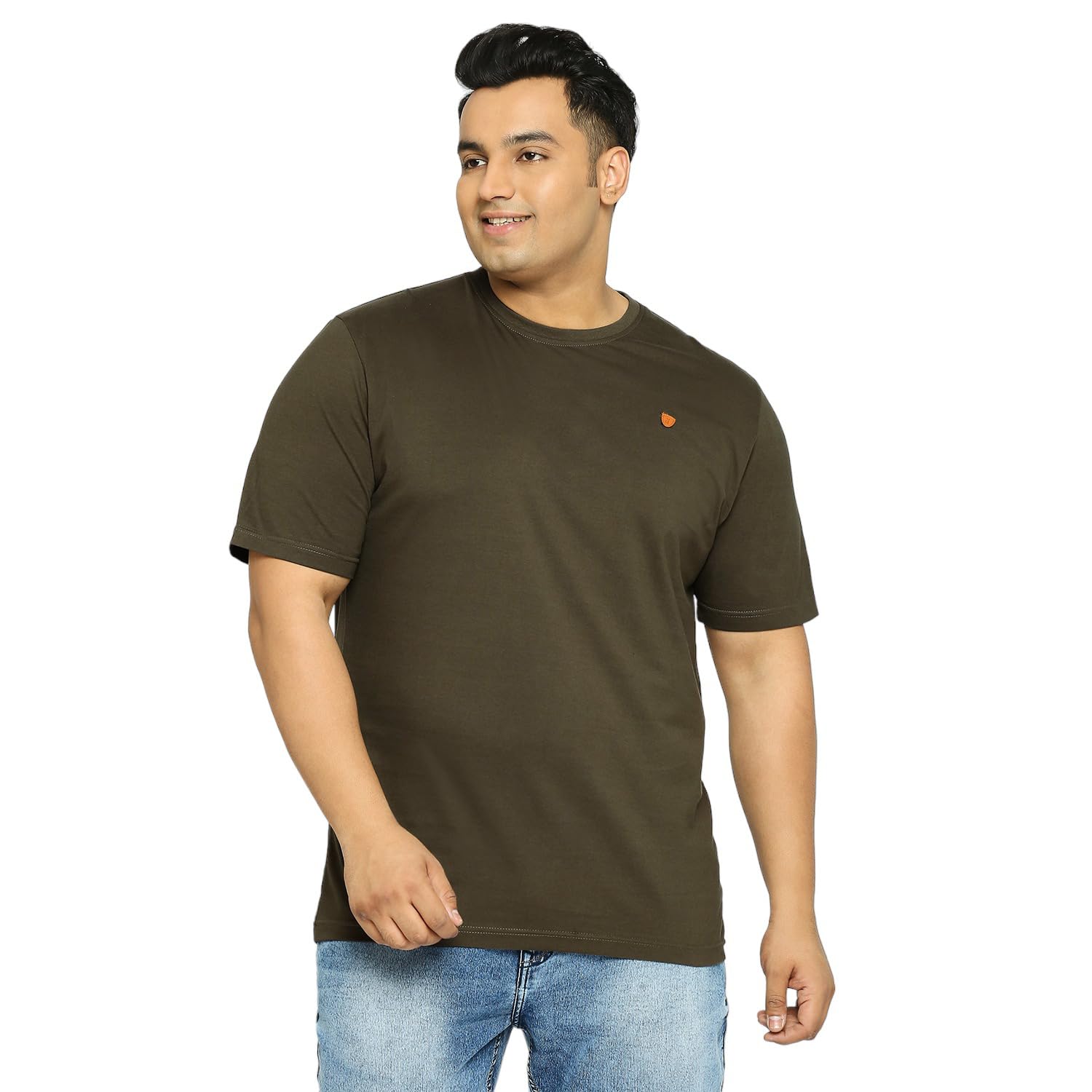 VAISHVIKMens Plus Size T-Shirt Dark Olive Green Gents Cotton Over Big Size Tee
