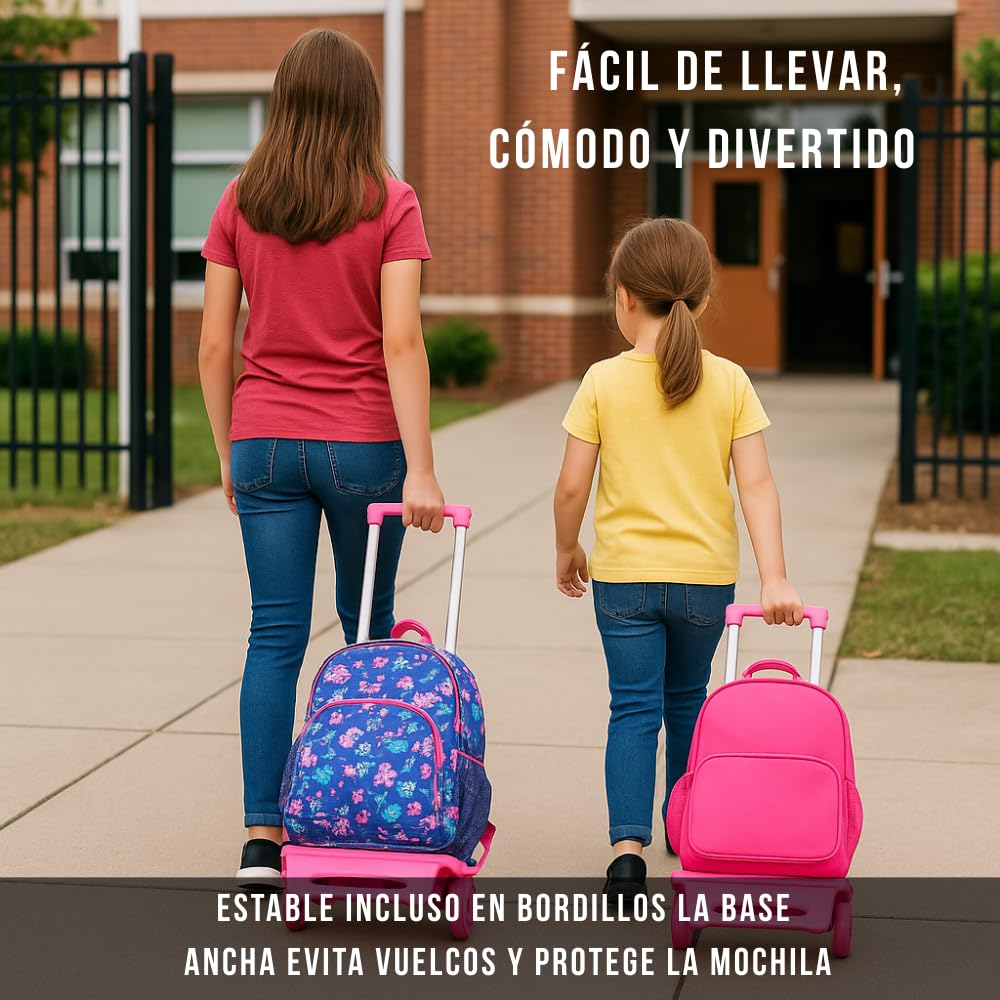 Devesa Carro Mochila Escolar para Niño y Niña Plegable y Resistente - Carrito Plegable con Ruedas para Mochilas Escolares - Trolley Escolar - D202 (Negro)