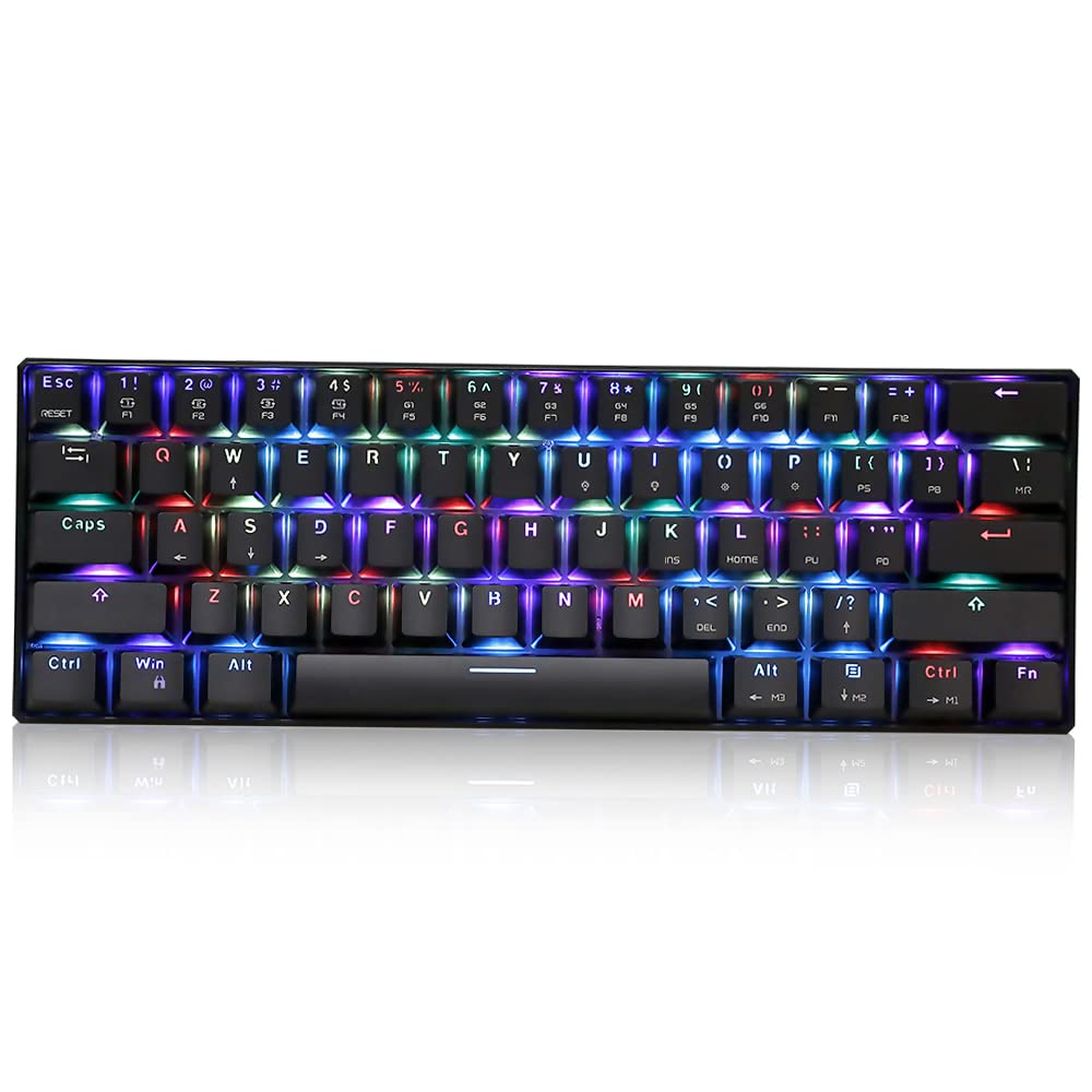 Mechanical Gaming Keyboa, 61 RGB Mechanical Gaming Keyboa OUTMU Red Switches Keyboa 61 Keys Anti-ghosting wi Balight for Gaming Bla