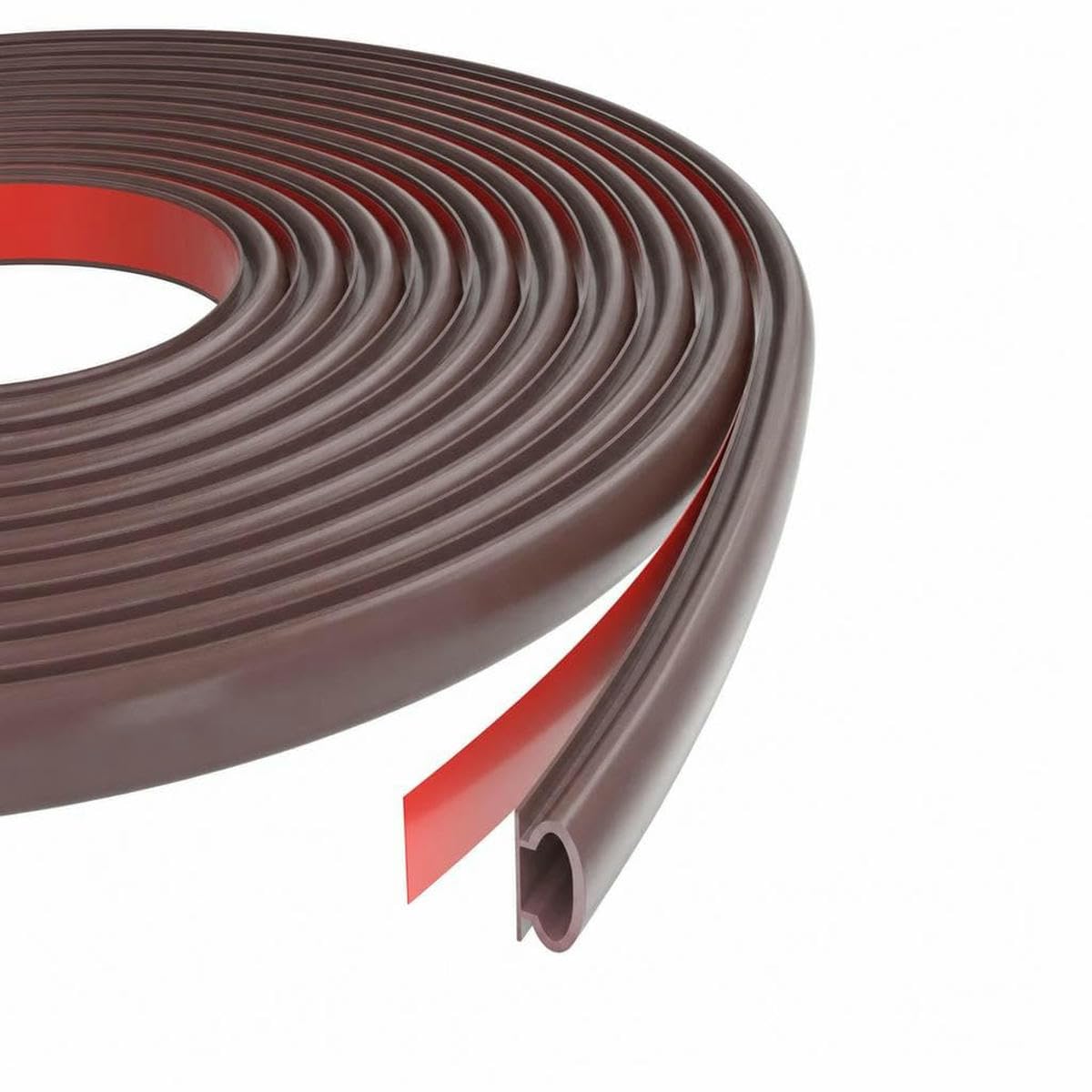 Tbskuy Brown 6M Soundproofing Weather Stripping Rubber D-Shape Door Seal Strip Windproof Self-Adhesive Door Frame Insulation Household