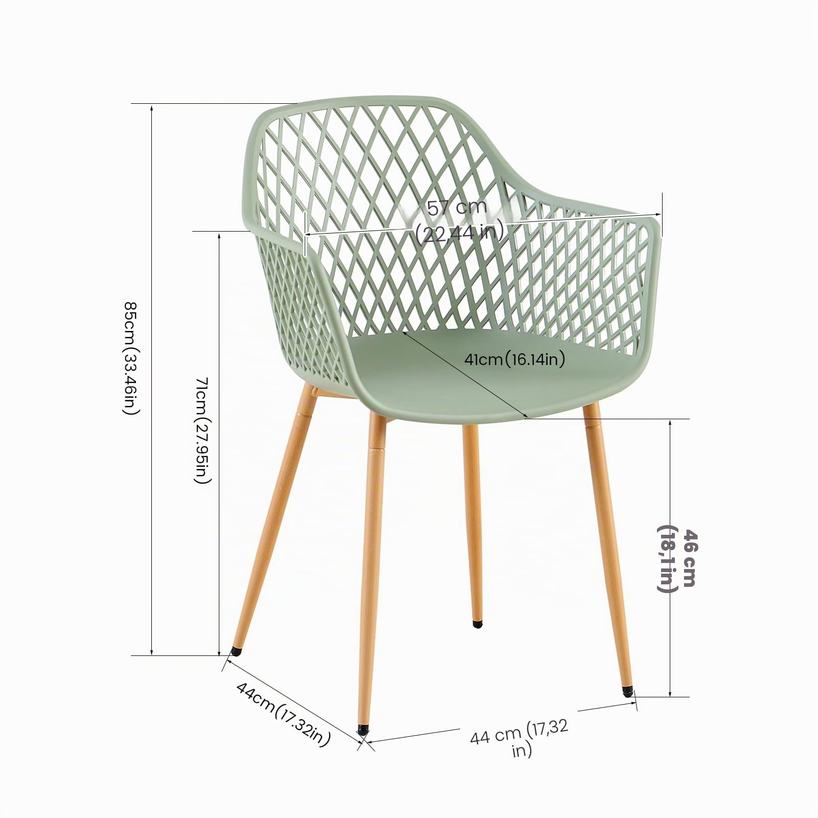 buybyroom Lot de 4 chaises de jardin avec accoudoirs, chaises d'extérieur, de terrasse, de balcon, de jardin, charge maximale : 120 kg