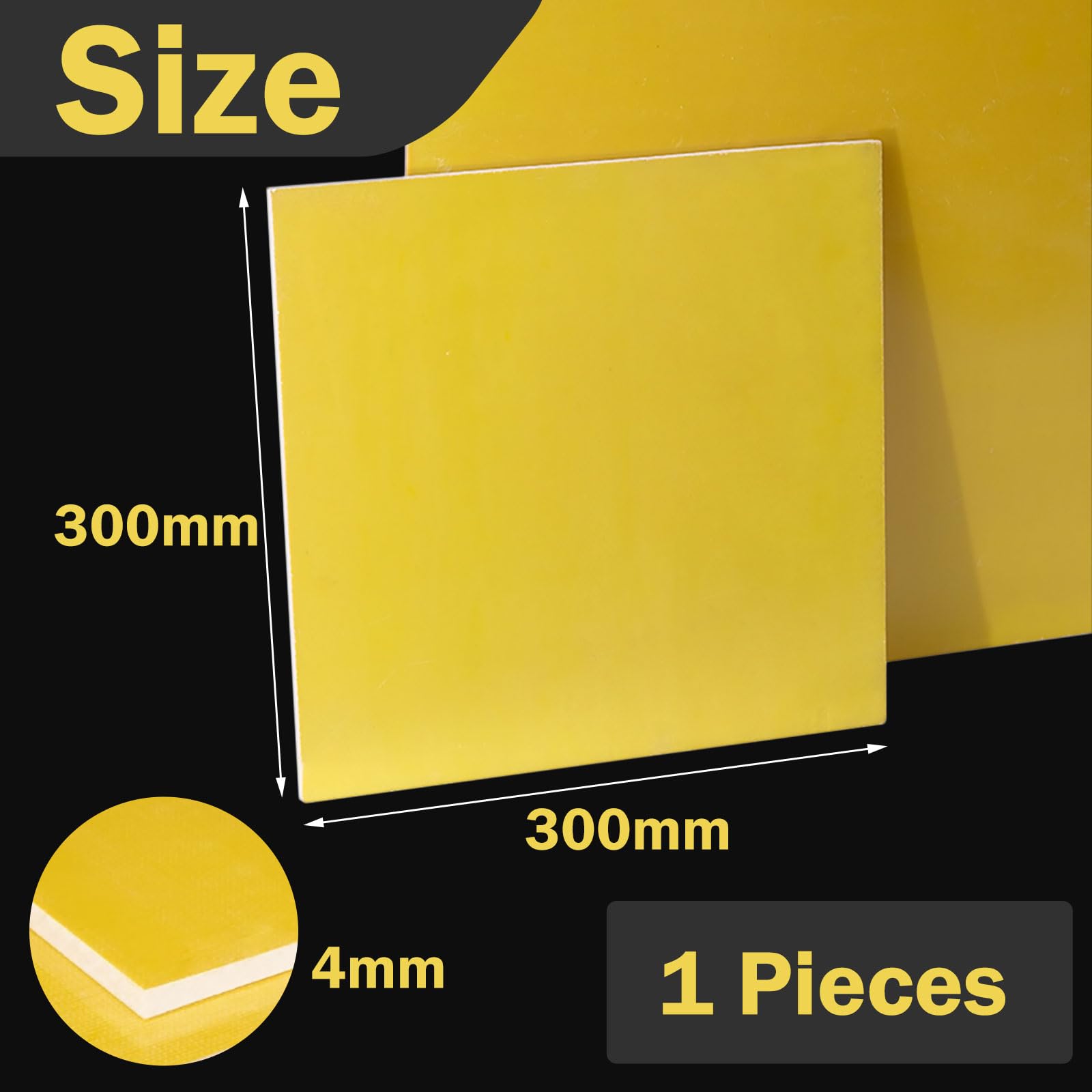 COYOUCO 3024 Epoxy Insulation Board, Fiberglass Laminate Sheet, Insulation Plate FR4 Panel for PCB, Battery Pack, DIY ,300mm*300mm*4mm 1Pcs