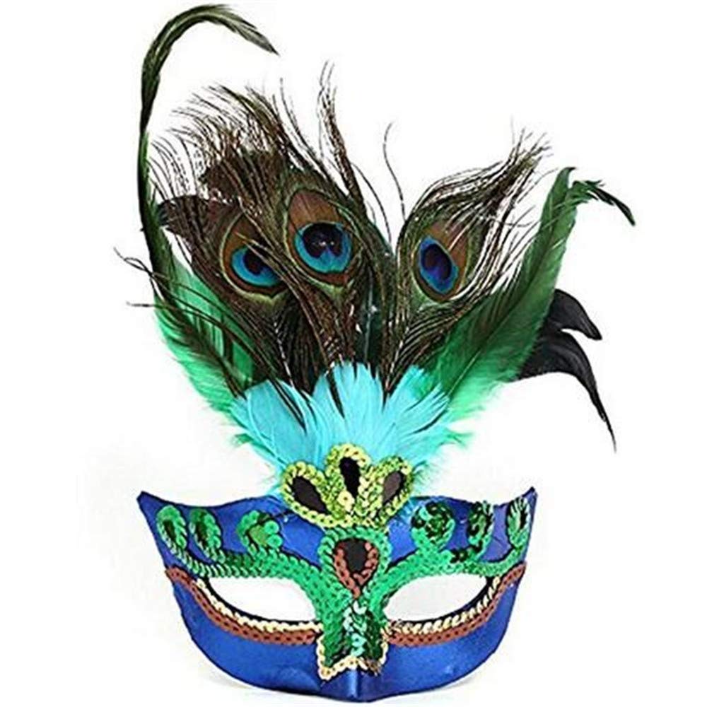 Sweenaly Women Peacock Feathers Mask Venetian Masquerade Mask Classic Masquerade Half Face Mask for Mardi Gras，Halloween