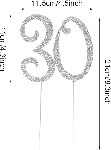 Miniatura 2 de Honbay Decoración para tartas de 30 diamantes de imitación de cristal brillante decoración para tartas para fiestas de cumpleaños 30 o aniversario
