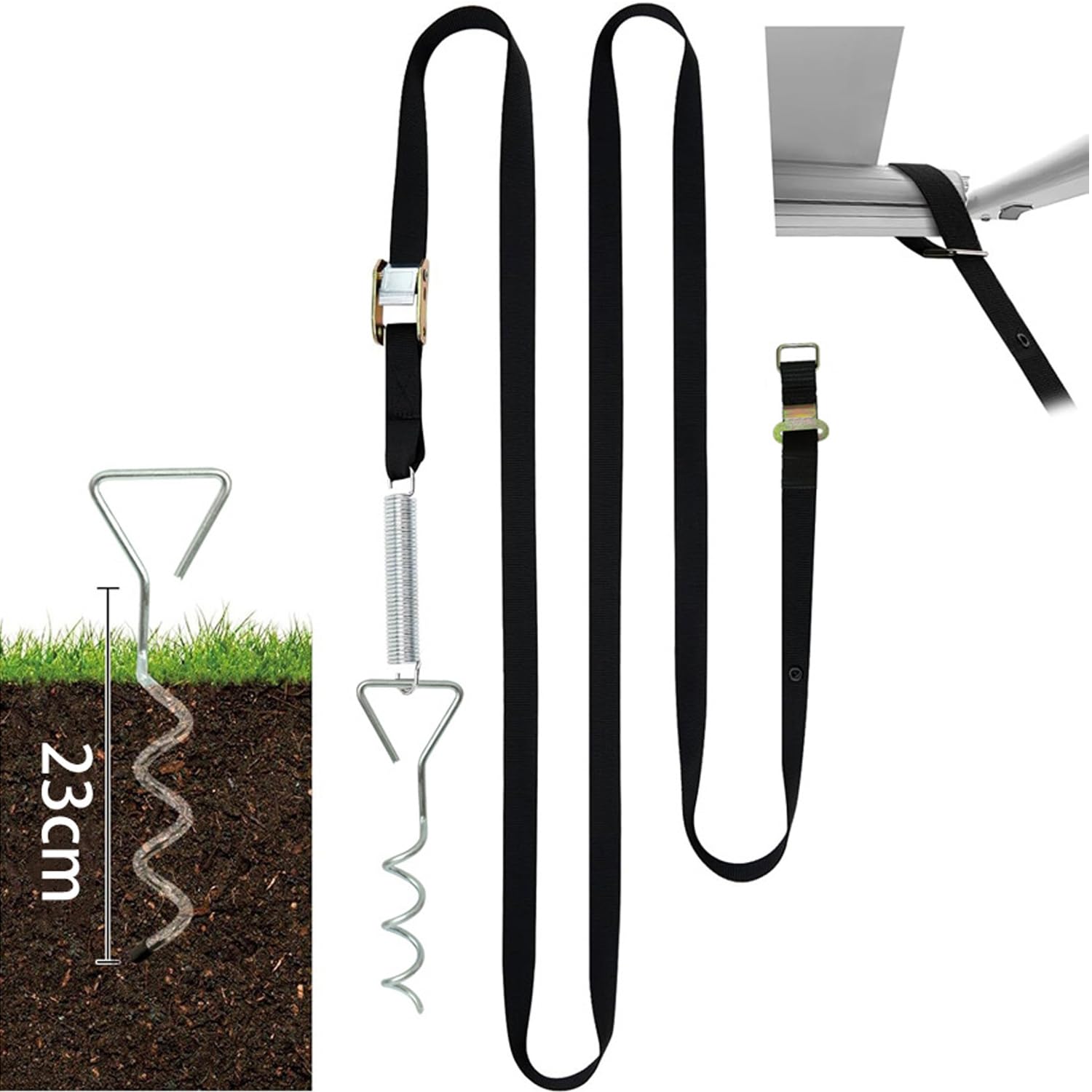 Sturmsicherung fr Thule Omnistor Vorzelt, Sturmband Markise Set mit 2  Spiral Nail und 2 Stoabsorbierende Federn und 2 Elastische Gurte und  Aufbewahrungstasche fr Camping im Freien, Wohnmobil : Amazon.de: Auto &  Motorrad