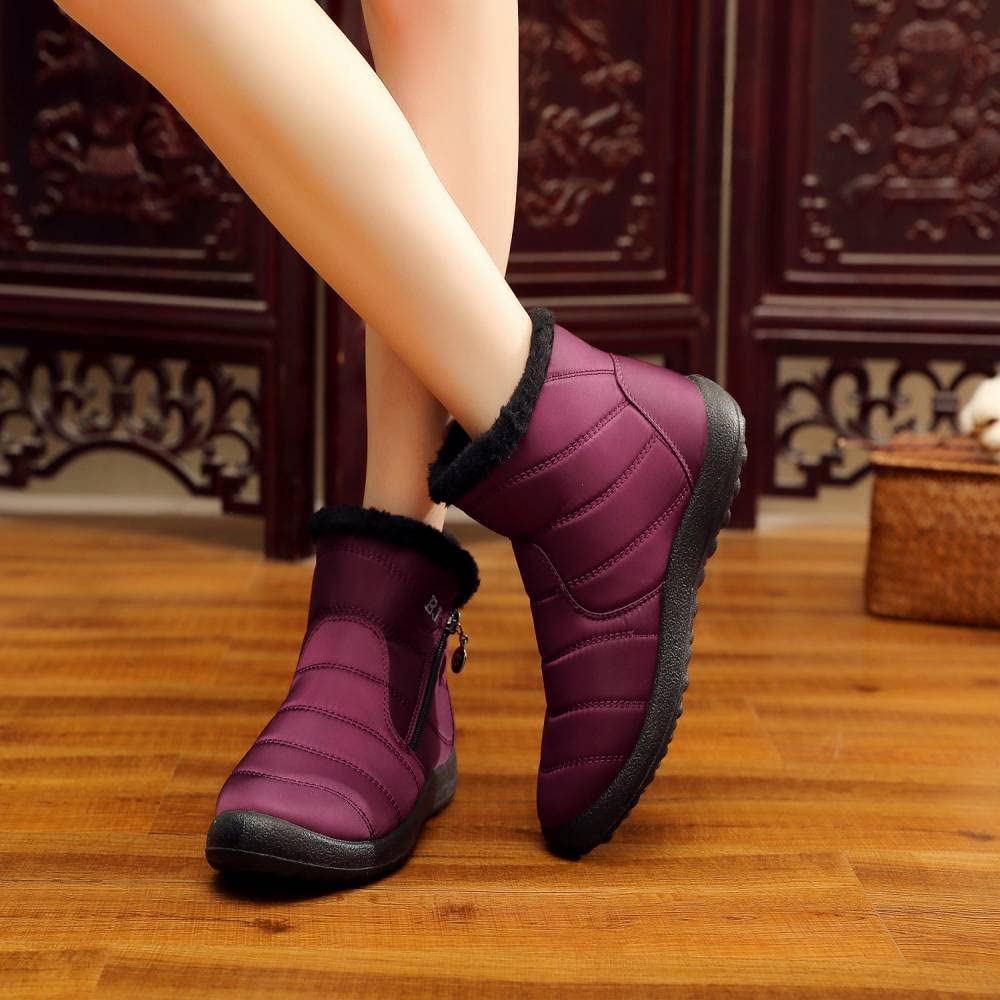 Boojoy Bottes d'hiver chaudes à enfiler pour homme et femme Pointure 36 Violet