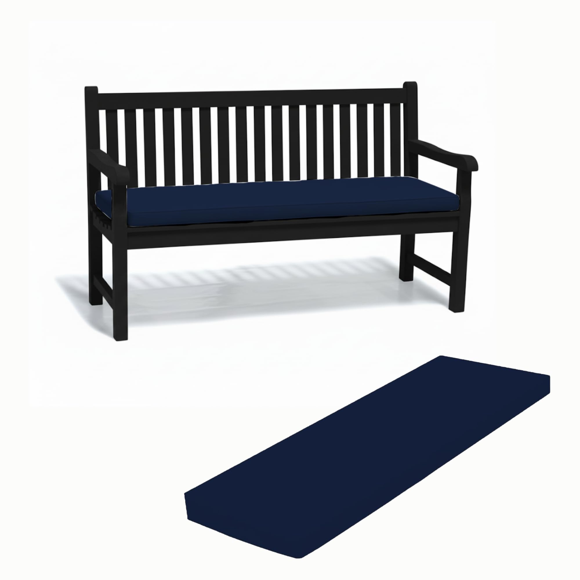 Cuddle Cloud Waterproof Outdoor Bench Cushion for Lawn, Garden & Patio – 2/3/4 Seater Long Bench Seat Pad with Removable Washable Cover (Navy, 2 Seater 108cm x 45cm x 5cm) — image 1