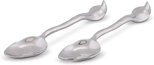 Miniatura 2 de Arthur Court Moderna cuchara de aluminio para servir ensalada y tenedor de ensalada, juego de servidores de ensalada Carmel Collection 11 pulgadas