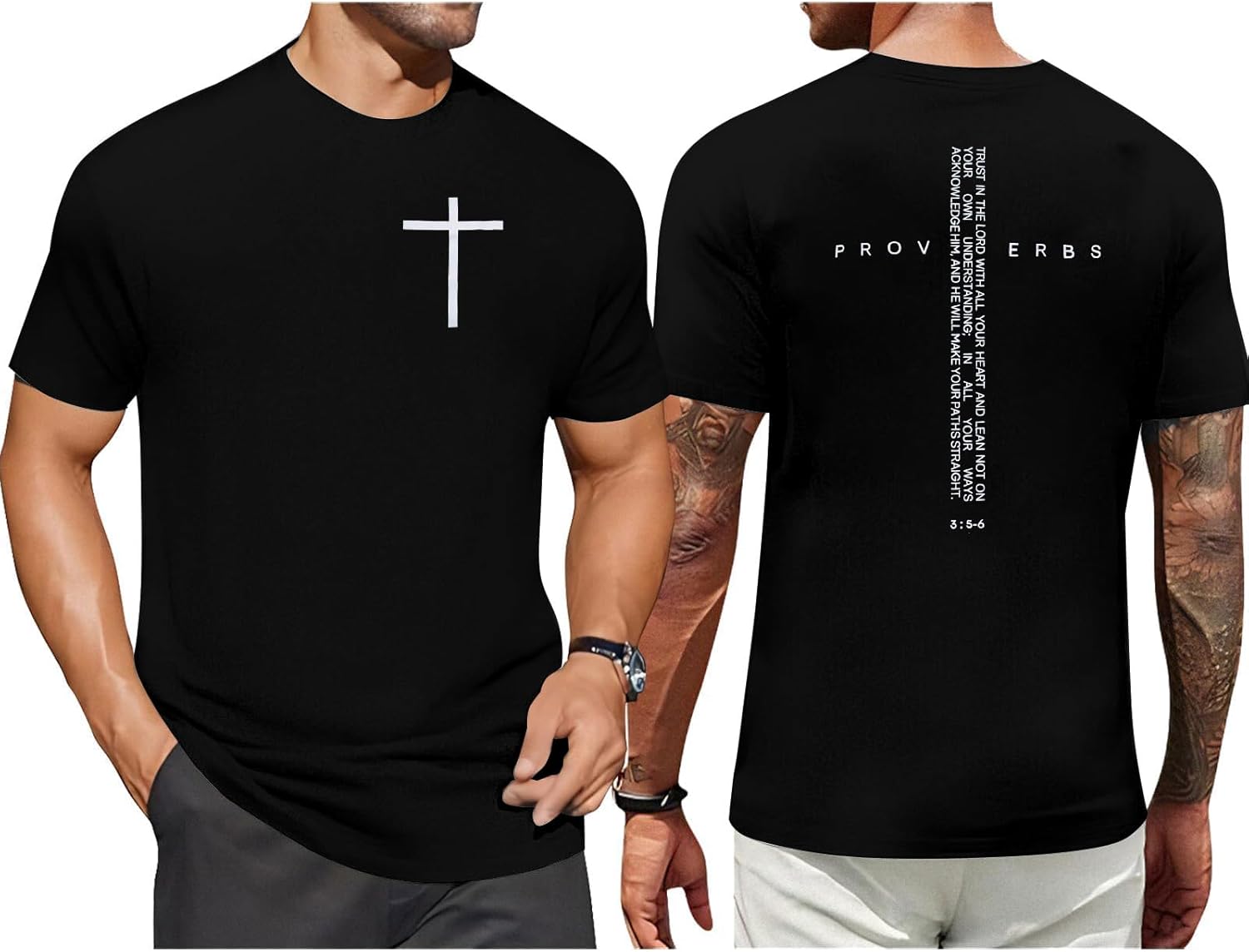 Christian Shirts for Men Vintage Religious Cross Bible Verse T-Shirt Jesus Faith Tshirt Inspirational Graphic Tees
