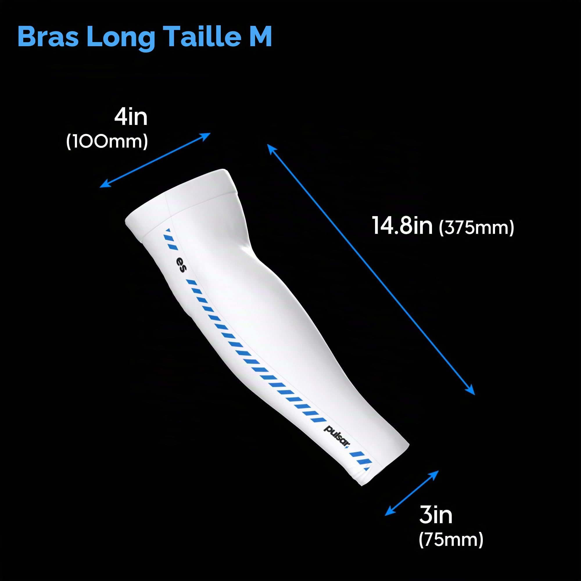 Pulsar Gaming Gears eS Armsleeve Une bande haute résistance pour une meilleure mise au point, réduit la fatigue, noir, Blanc (bras long), M