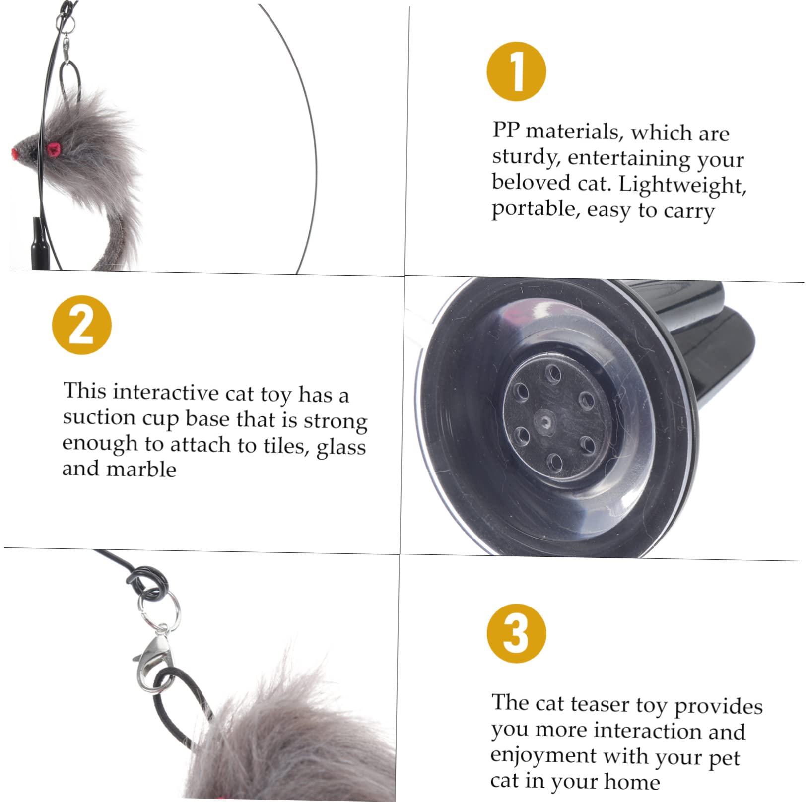 Milisten Jouet Interactif pour Chat Intérieur avec Ventouse Et Canne Amovible Stimule Exercice Et Amusement des Chats Et Chatons
