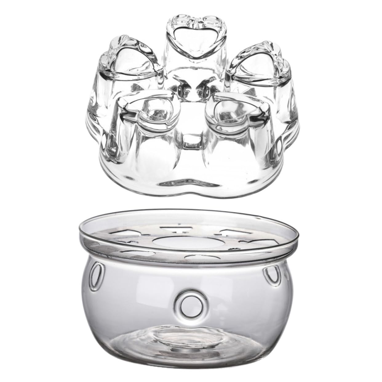 OHPHCALL 2pc Glass Teapot Warmer Tea Pot Warmer Base for Tea Milk Food No Candle Needed