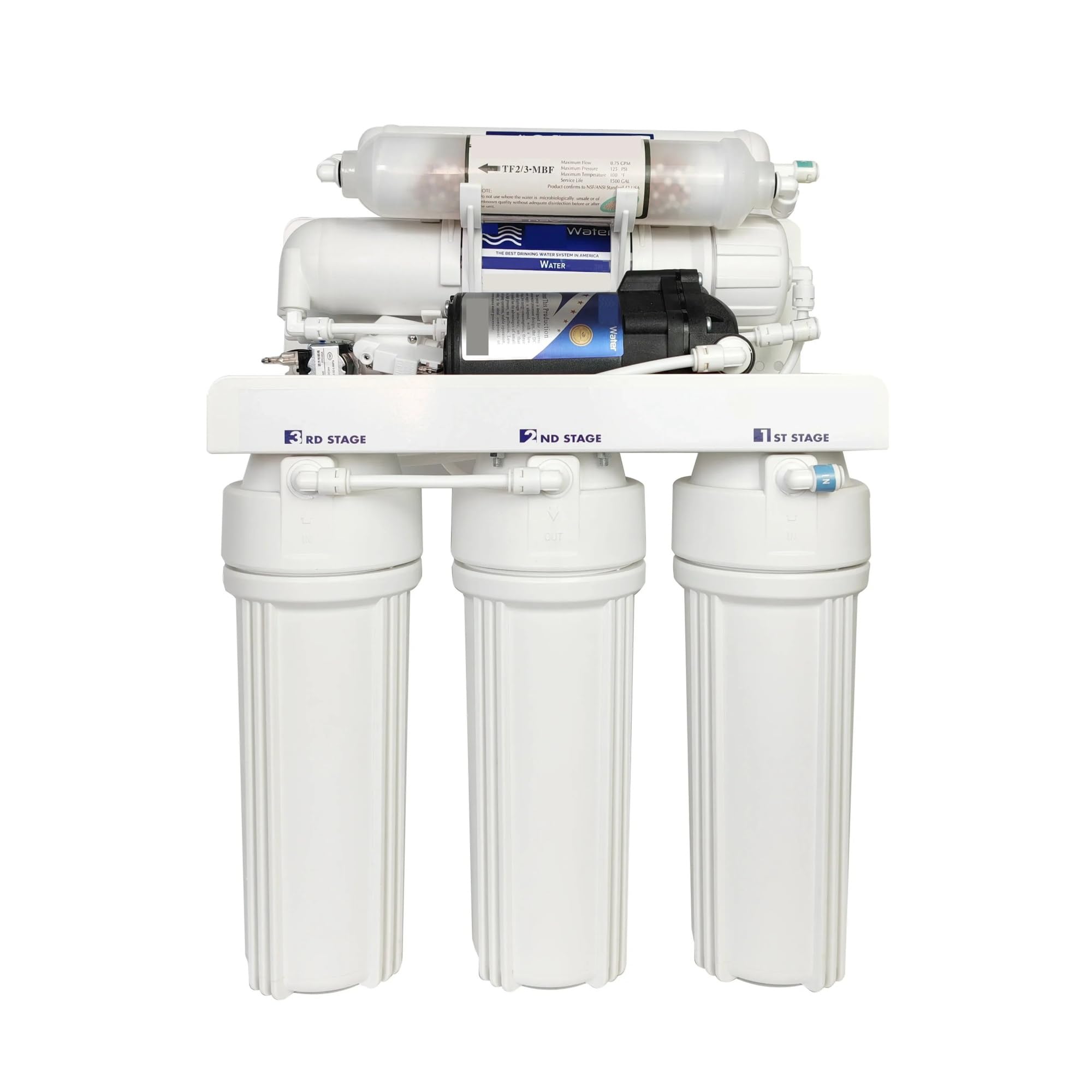 Level 5 100GPD RO Umkehrosmosesystem 24V Elektrischer Wasserfilter mit Druckerhöhungspumpe Haushaltswasseraufbereitungssystem