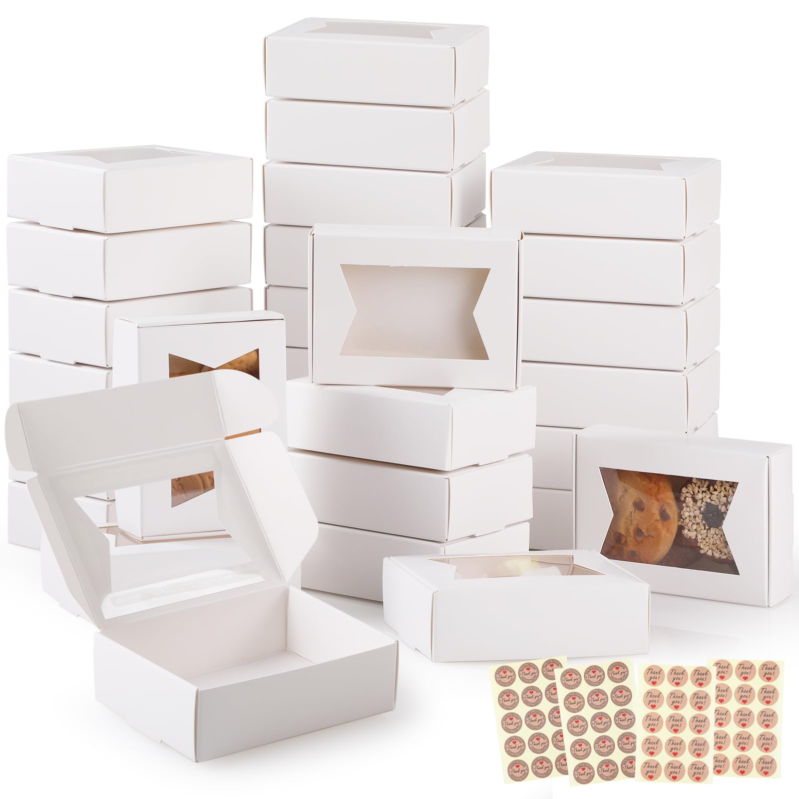 40pz Scatola Regalo Kraft,GeeRic 9.7*7*3CM Scatoline Regalo con Finestra Trasparente Vintage Imballaggio DIY Candele Sapone Biscotti Caramelle Gioielli Scatola Quadrate a Nozze Festa,Compleanno,Natale