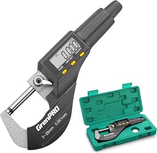 GrenPRO Digital Micrometer 0-1" Precision Gauge, 0.001mm Accuracy, Inch/Metric LCD Micrometer for Machinists & DIY