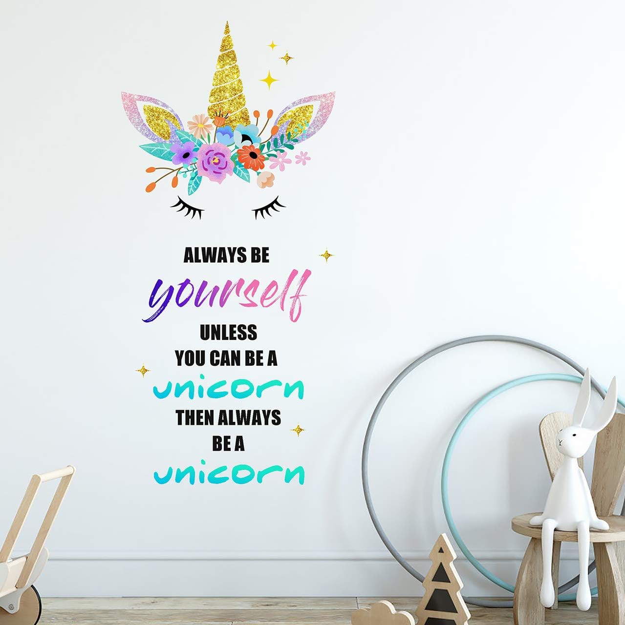 Unicorn Wall Decals Removable Wall Decor Always Be A Unicorn Colorful Quotes Vinyl Stickers Mural Home Decor Bedroom Nursery Birthday Party Christmas Gift for Girls Kids