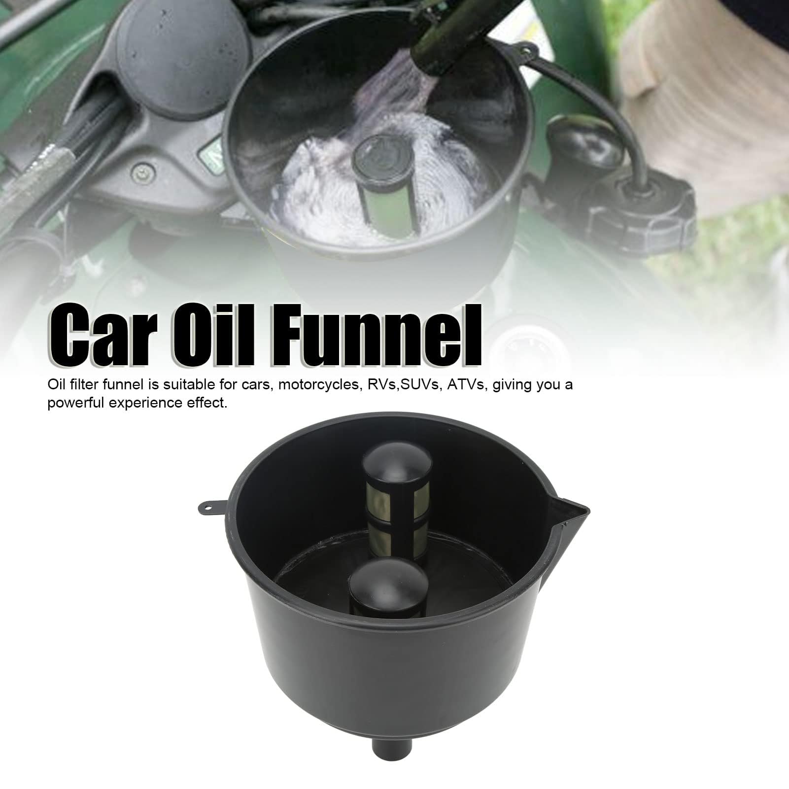 Embudo de Filtro de Aceite para Automóviles, Metal de Cuello Ancho, Portátil, Compatible con Coches, Motocicletas, Caravanas, SUV, Todoterrenos