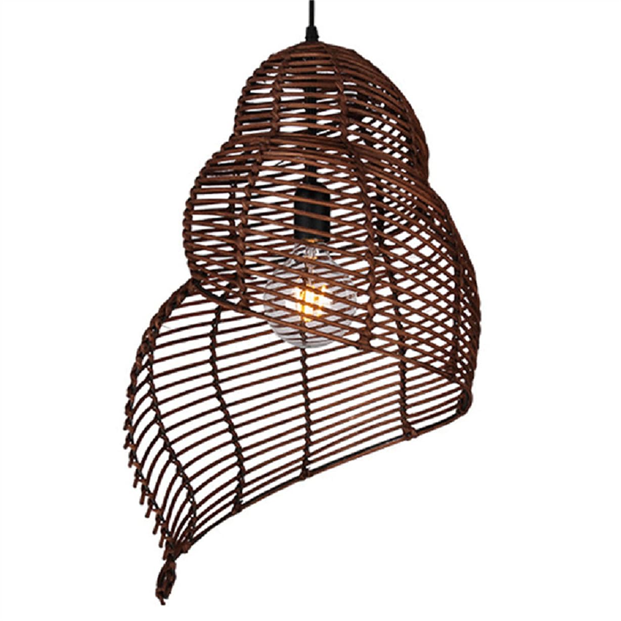 SHUANGZ Brown Rattan Basket Lamp Shade Spiral Weave Wicker Hanging Lamp 19.7'' Hand-Woven Pendant Lighting Industrial Modern Restaurants Lightings for Tea Room Restaurant Bar Ceiling Home Decor
