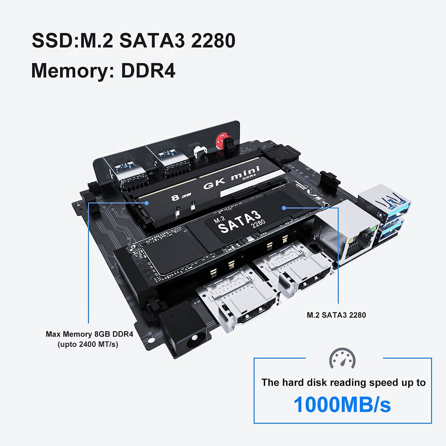 HISTTON Lüfterloser PC Mini PC Desktop PC Intel Core i7 5500U 16GB DDR3