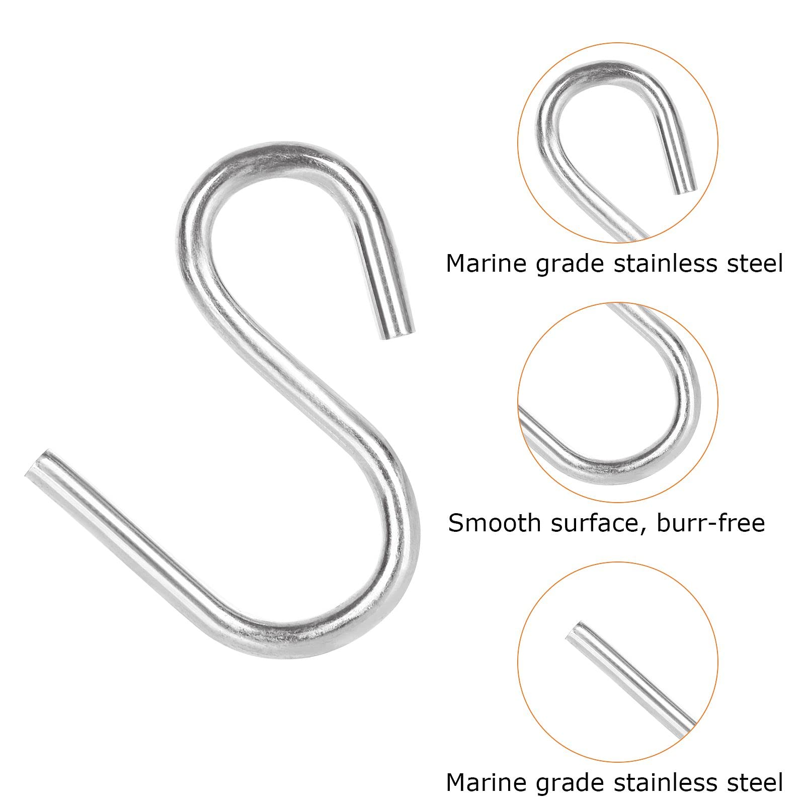 ESFUN - Paquete De 6 Ganchos En Forma De S Extra Grandes De 10 Pulgadas, Color Negro, Resistentes, Para Colgar Plantas, Utensilios De Cocina O Cestas De Flores, En Pérgolas, Armarios